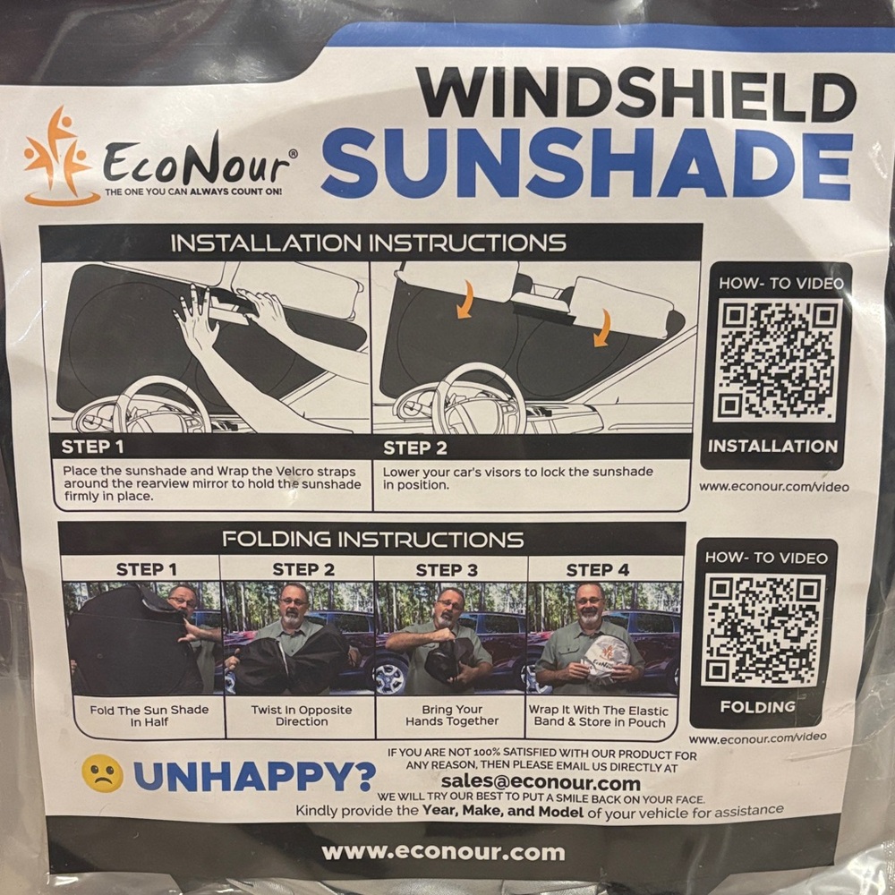 6/$20 EcoNour Windshield Sunshade - Black & Silver Size Small NWT